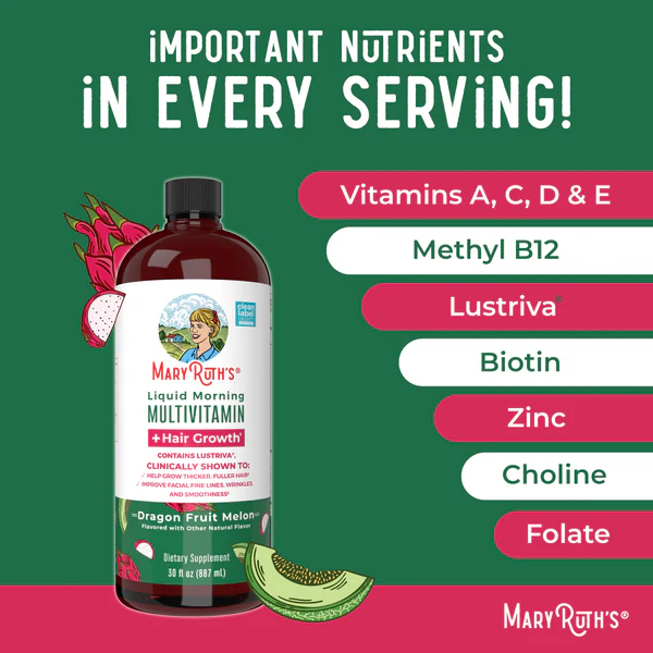 Liquid Morning Multivitamin + Hair Growth (Dragon Fruit Melon)