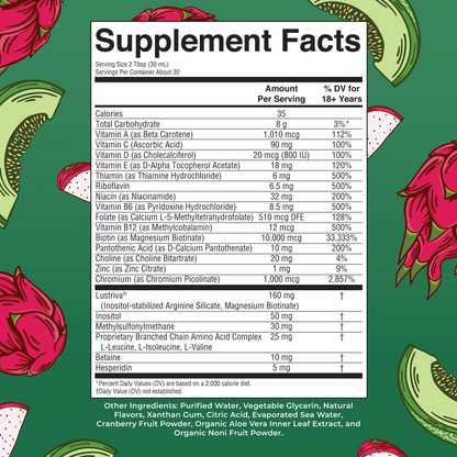 Liquid Morning Multivitamin + Hair Growth (Dragon Fruit Melon)